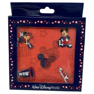 Disney Parks 2009 Walt Disney World Cheerleader 5 Pin Set Mickey Minnie New